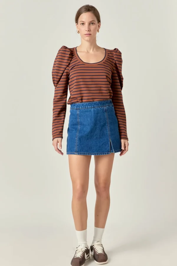 ENGLISH FACTORY Tops*- Puff Sleeve Knit Top
