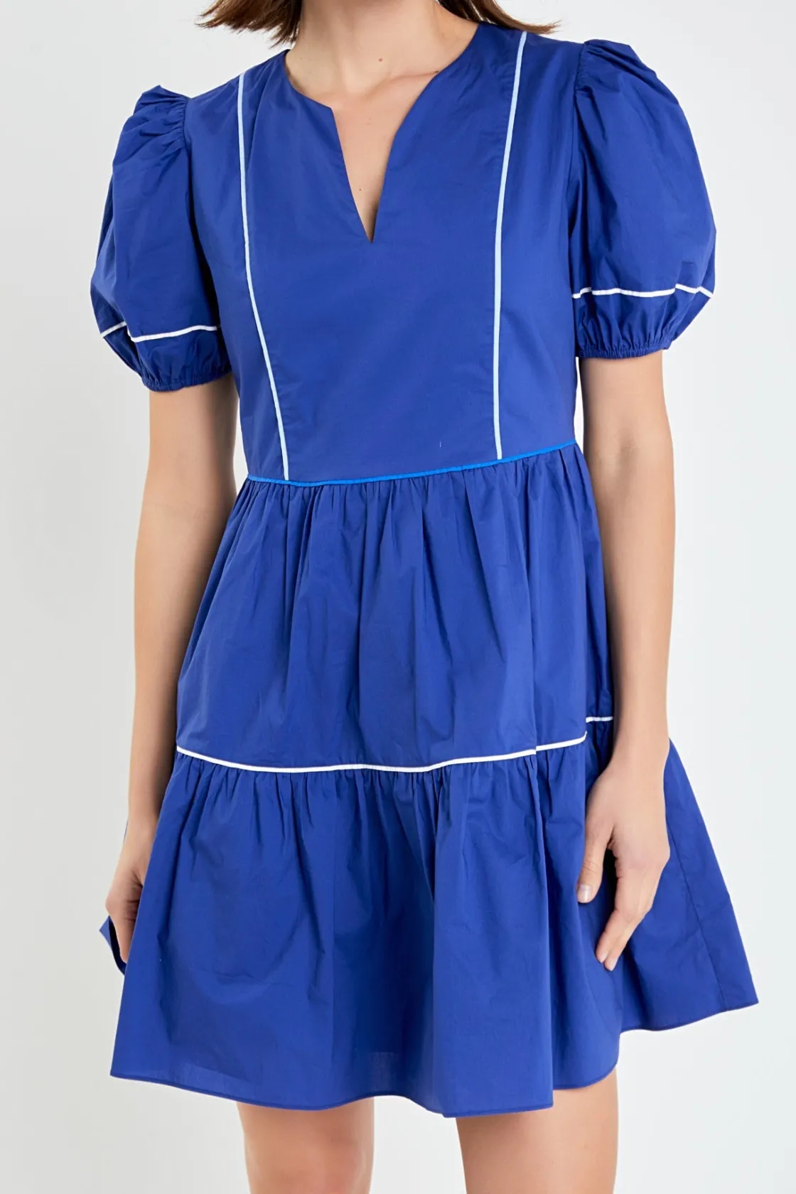 english_factory__puff_sle_5-6.webp ENGLISH FACTORY White Dresses | Tops*- Puff Sleeve Tiered Mini Dress