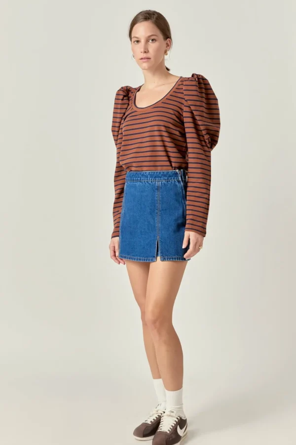 ENGLISH FACTORY Tops*- Puff Sleeve Knit Top
