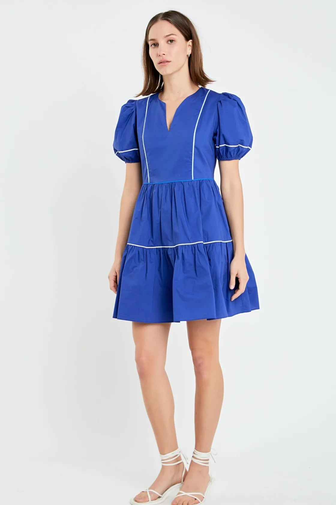 english_factory__puff_sle_6-6.webp ENGLISH FACTORY White Dresses | Tops*- Puff Sleeve Tiered Mini Dress