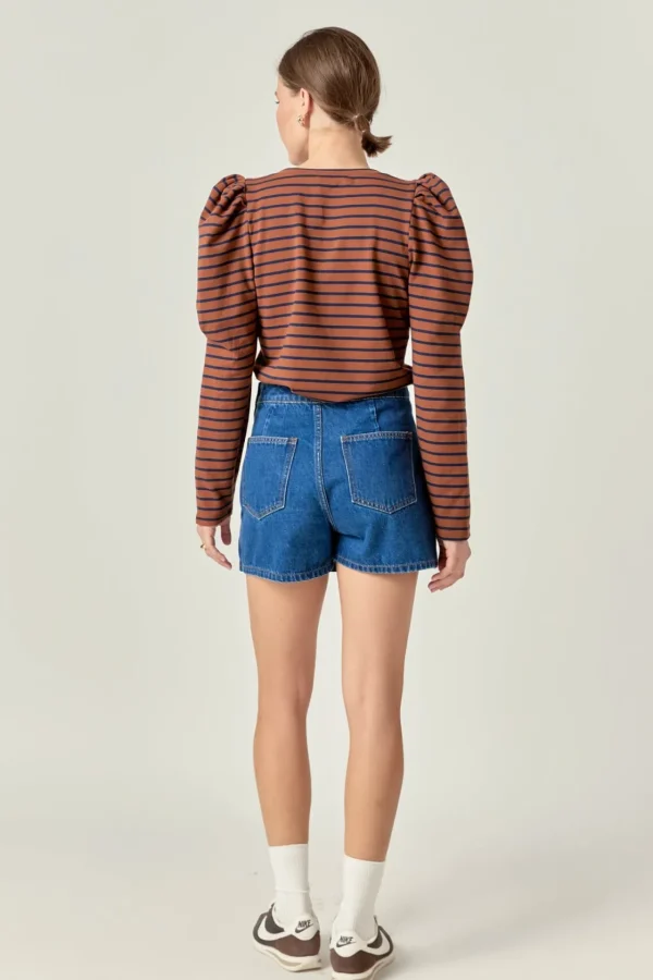ENGLISH FACTORY Tops*- Puff Sleeve Knit Top