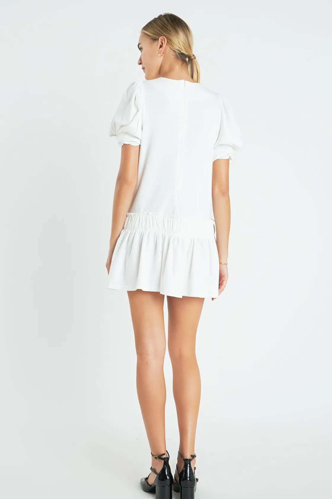 english_factory__puff_sle_7-7.webp ENGLISH FACTORY White Dresses | Puff Sleeve*- Puff Sleeve Peplum Mini Dress
