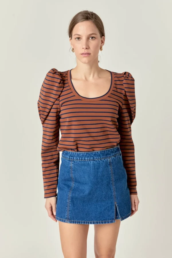 ENGLISH FACTORY Tops*- Puff Sleeve Knit Top