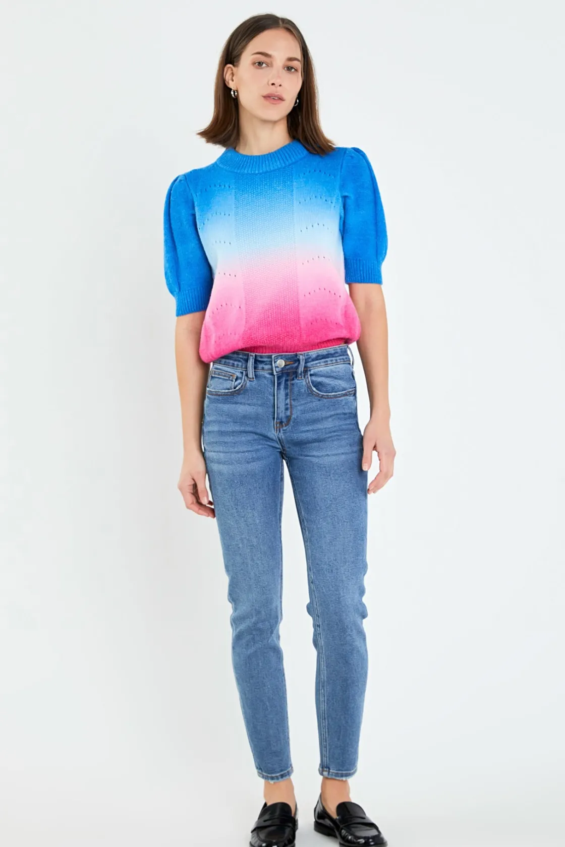 english_factory__puff_sle_9.webp ENGLISH FACTORY Tops*- Puff Sleeve Ombre Sweater Top