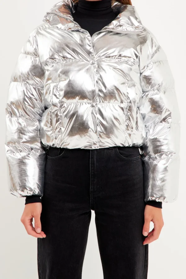 ENGLISH FACTORY Jackets & Coats | Tops*- Puffer Cropped Jacket