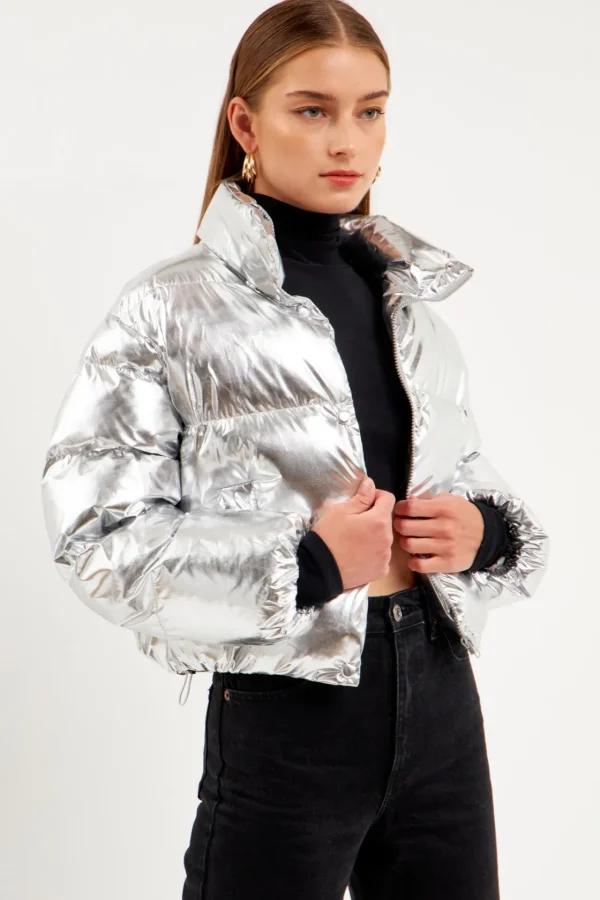 ENGLISH FACTORY Jackets & Coats | Tops*- Puffer Cropped Jacket