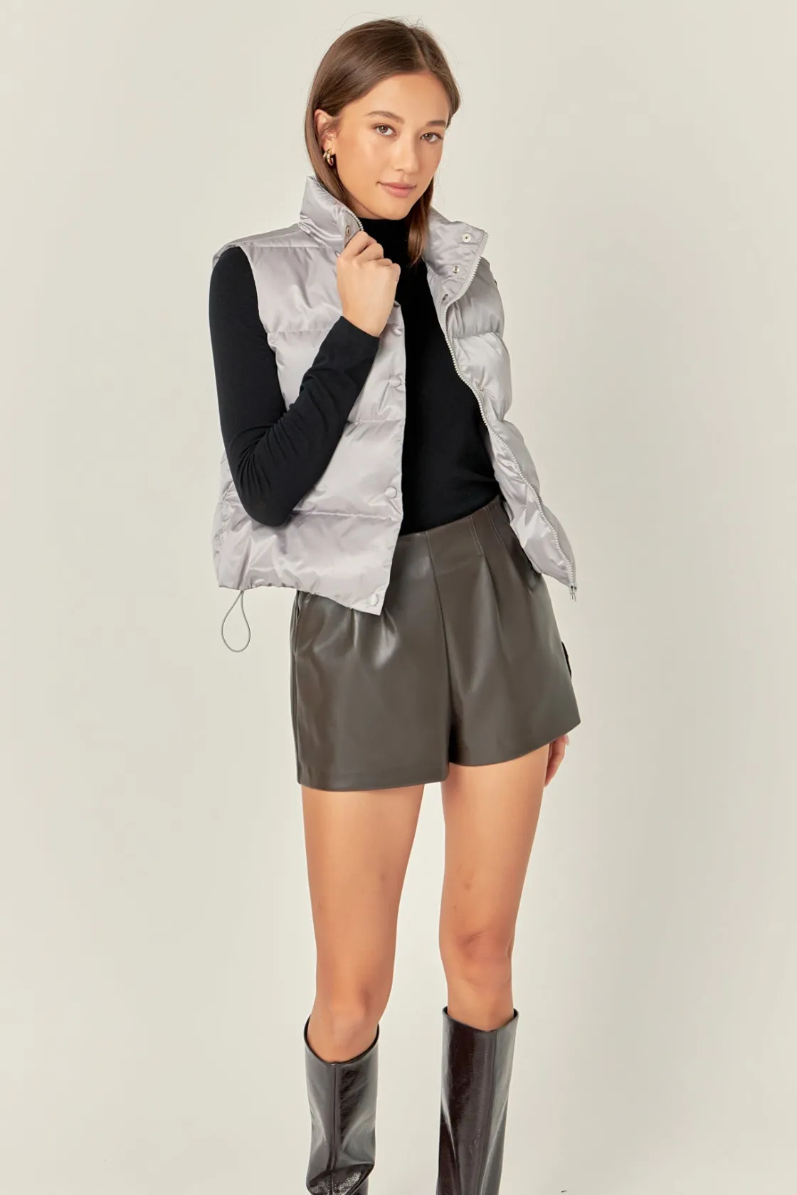 english_factory__puffer_c_3-1.webp ENGLISH FACTORY Vest | Jackets & Coats*- Puffer Cropped Vest GREY