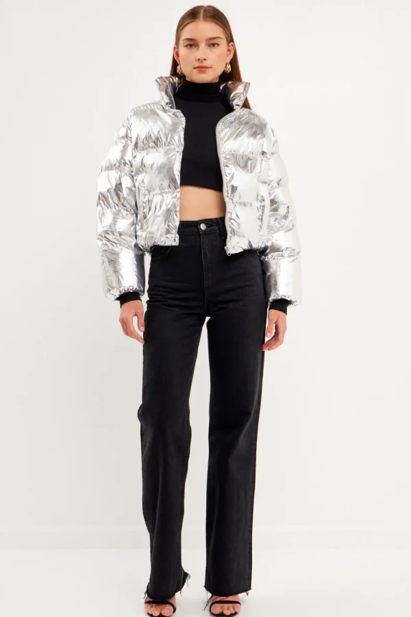ENGLISH FACTORY Jackets & Coats | Tops*- Puffer Cropped Jacket