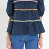 ENGLISH FACTORY Tops*- Puffy Short Sleeve Top NAVY