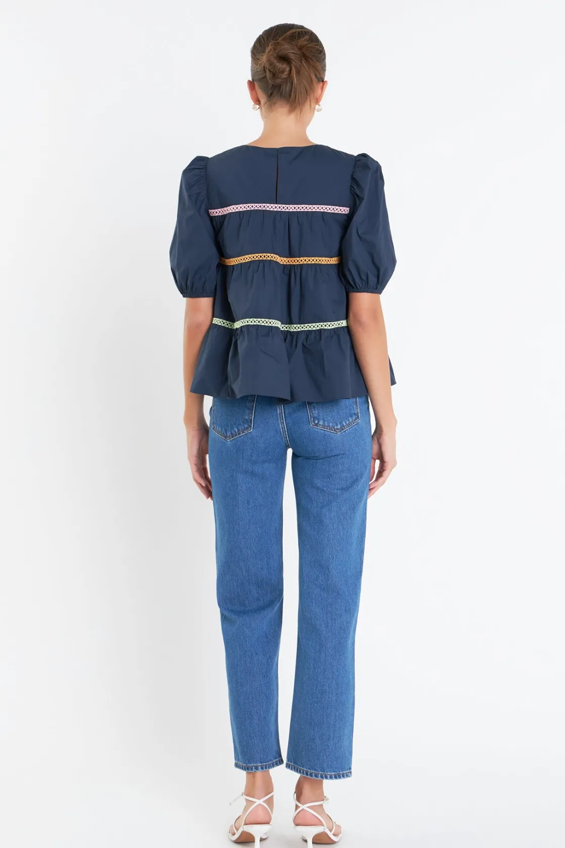 english_factory__puffy_sh_2.webp ENGLISH FACTORY Tops*- Puffy Short Sleeve Top NAVY