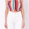 ENGLISH FACTORY Tops*- Rainbow Stripe Top with Tie MULTI