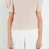 ENGLISH FACTORY Tops*- Rainbow Knit Short Sleeve Top PINKMULTI