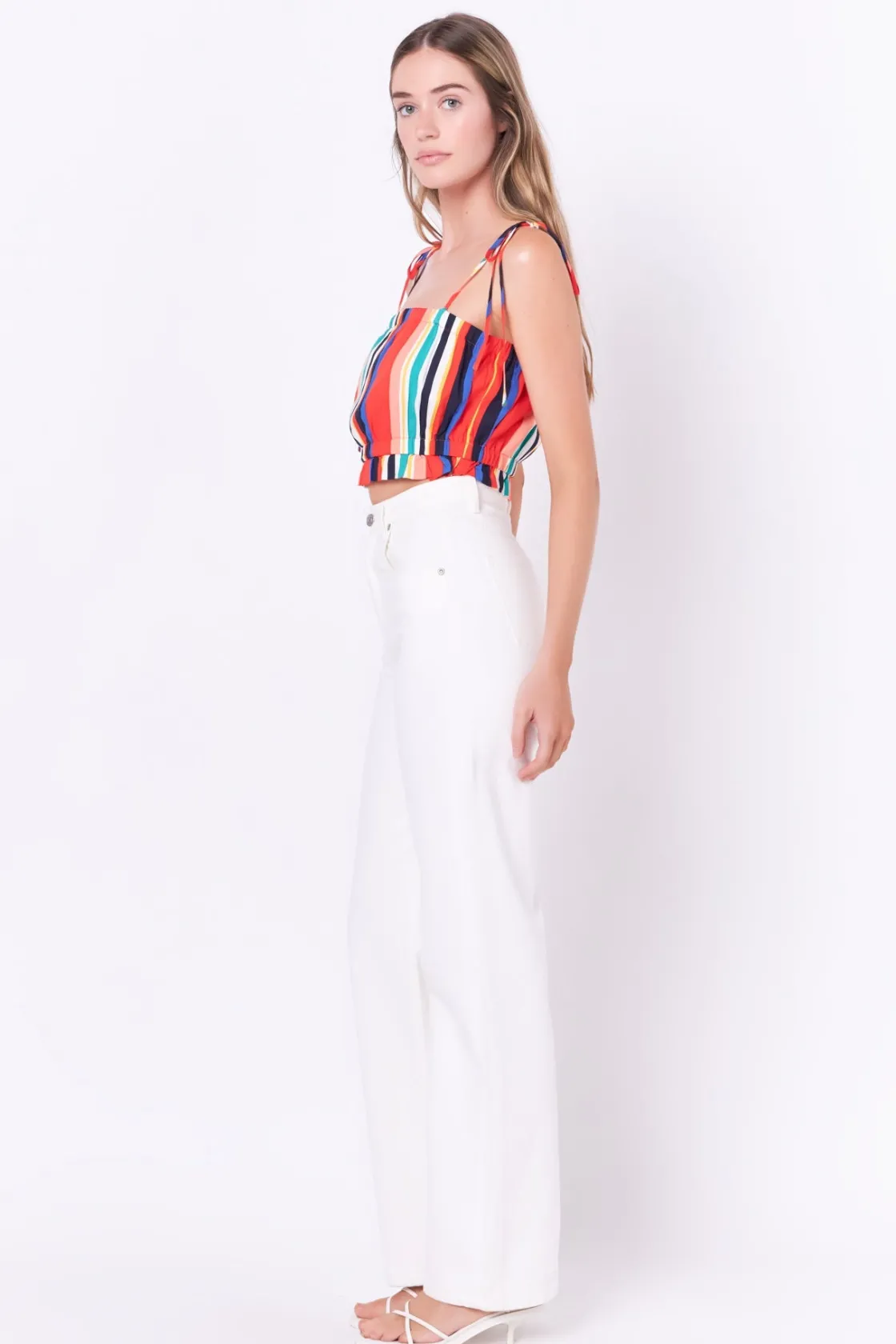 english_factory__rainbow__1-1.webp ENGLISH FACTORY Tops*- Rainbow Stripe Top with Tie MULTI