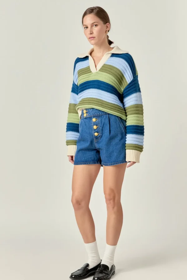 ENGLISH FACTORY Sweaters & Knits | Tops*- Rainbow Striped Knit Top