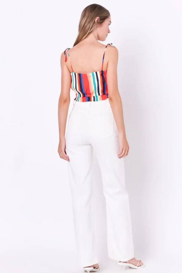 ENGLISH FACTORY Tops*- Rainbow Stripe Top with Tie MULTI