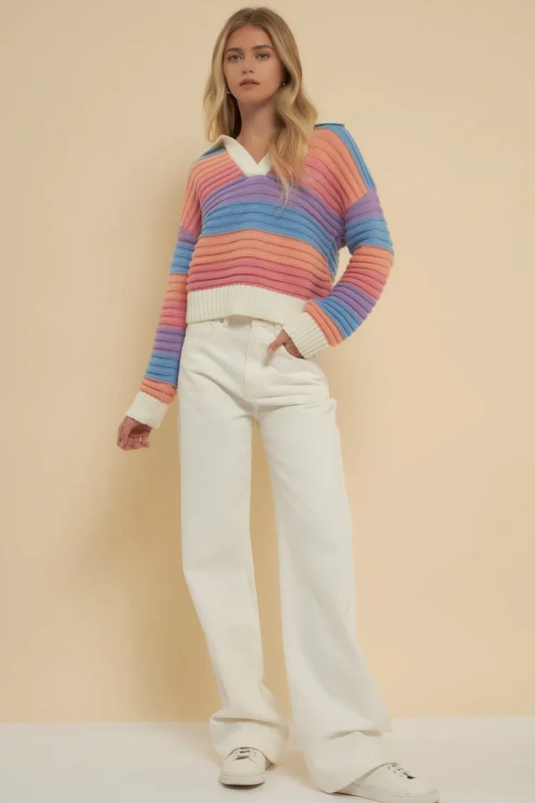 ENGLISH FACTORY Sweaters & Knits | Tops*- Rainbow Striped Knit Top