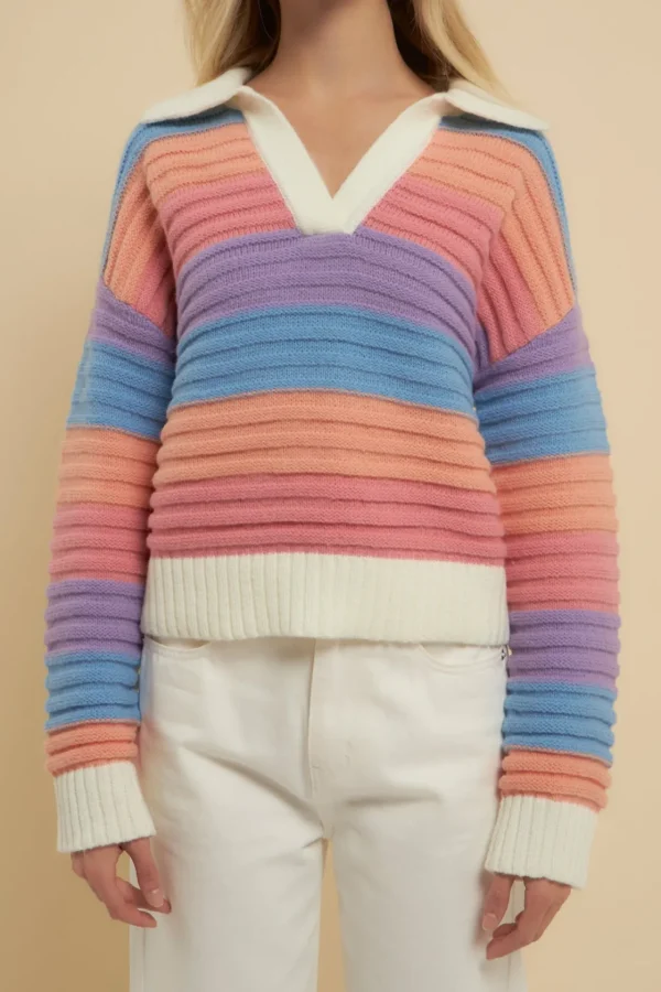 ENGLISH FACTORY Sweaters & Knits | Tops*- Rainbow Striped Knit Top