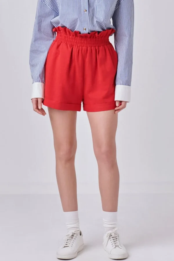 ENGLISH FACTORY Shorts & Skorts | Tops*- Linen Cuffed Shorts RED