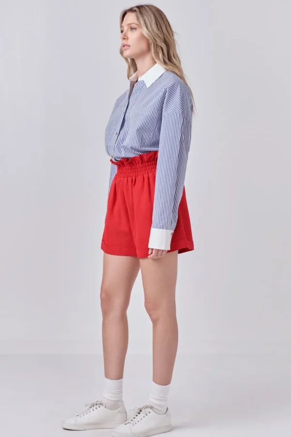 ENGLISH FACTORY Shorts & Skorts | Tops*- Linen Cuffed Shorts RED
