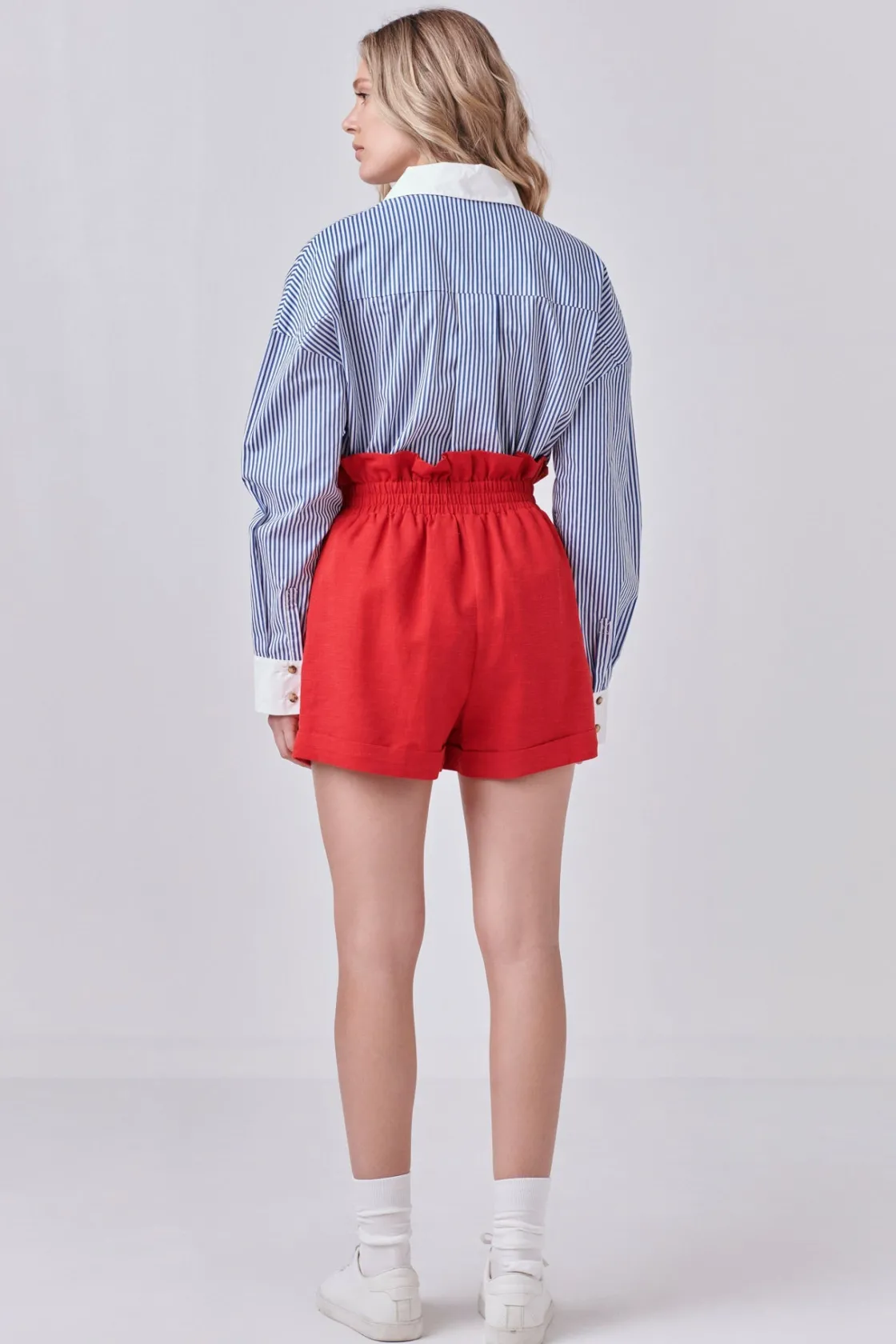 english_factory__red_line_2.webp ENGLISH FACTORY Shorts & Skorts | Tops*- Linen Cuffed Shorts RED