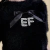 ENGLISH FACTORY Sweaters & Knits | Tops*- Rhinestone EF Logo Knit BLACK