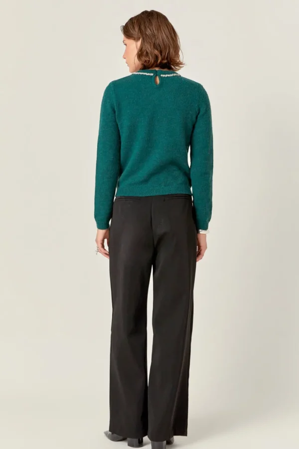 ENGLISH FACTORY Tops*- Rhinestone Bow Knit