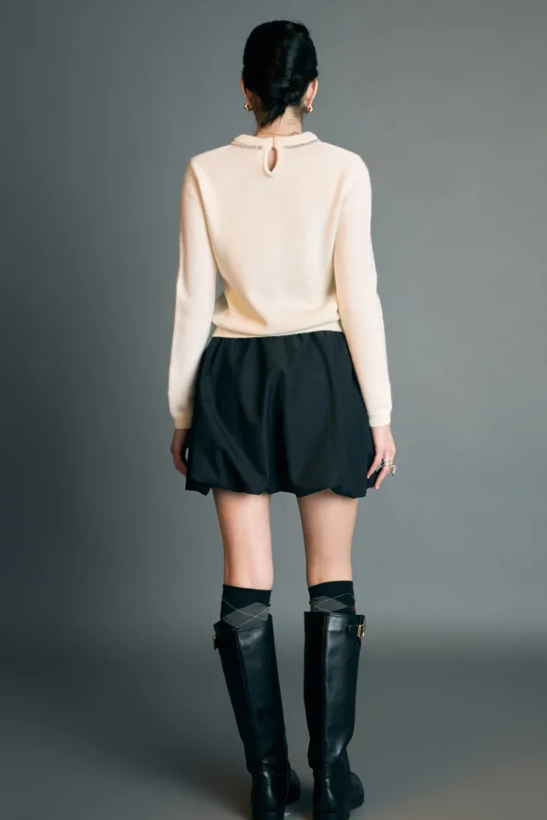 ENGLISH FACTORY Tops*- Rhinestone Bow Knit