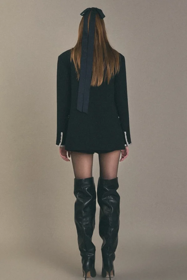 ENGLISH FACTORY Blazers | Tops*- Rhinestone Trimmed Jacket BLACK