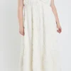 ENGLISH FACTORY Boho Dresses | Tops*- Ribbon Embroidered Maxi Dress IVORY