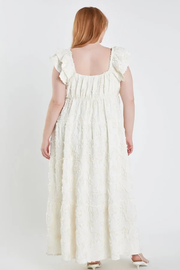 ENGLISH FACTORY Boho Dresses | Tops*- Ribbon Embroidered Maxi Dress IVORY