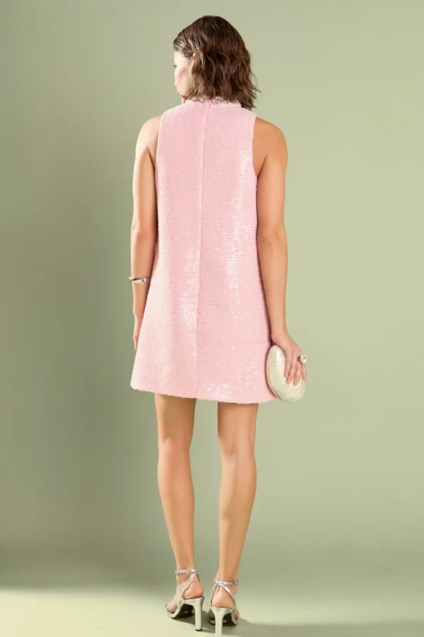 ENGLISH FACTORY Sequin Dresses | Tweed Dresses*- Robyn Rhinestone Mini Tweed Dress PINK