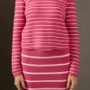 ENGLISH FACTORY Sweaters & Knits | Tops*- Round-neck Long Sleeve Striped Sweater PINK/WHITE