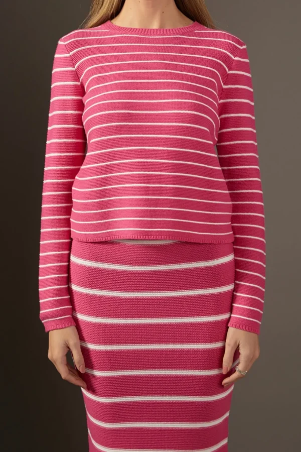ENGLISH FACTORY Sweaters & Knits | Tops*- Round-neck Long Sleeve Striped Sweater PINK/WHITE
