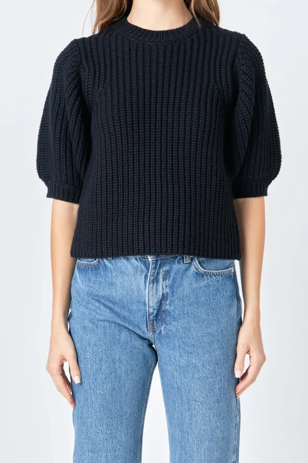 ENGLISH FACTORY Sweaters & Knits | Tops*- Round-neck Short Sleeve Knit Sweater
