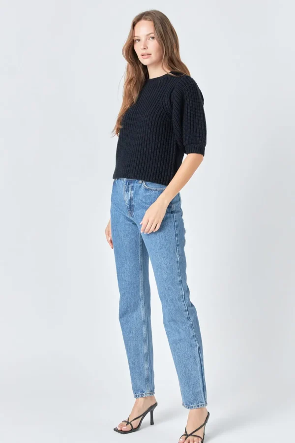 ENGLISH FACTORY Sweaters & Knits | Tops*- Round-neck Short Sleeve Knit Sweater