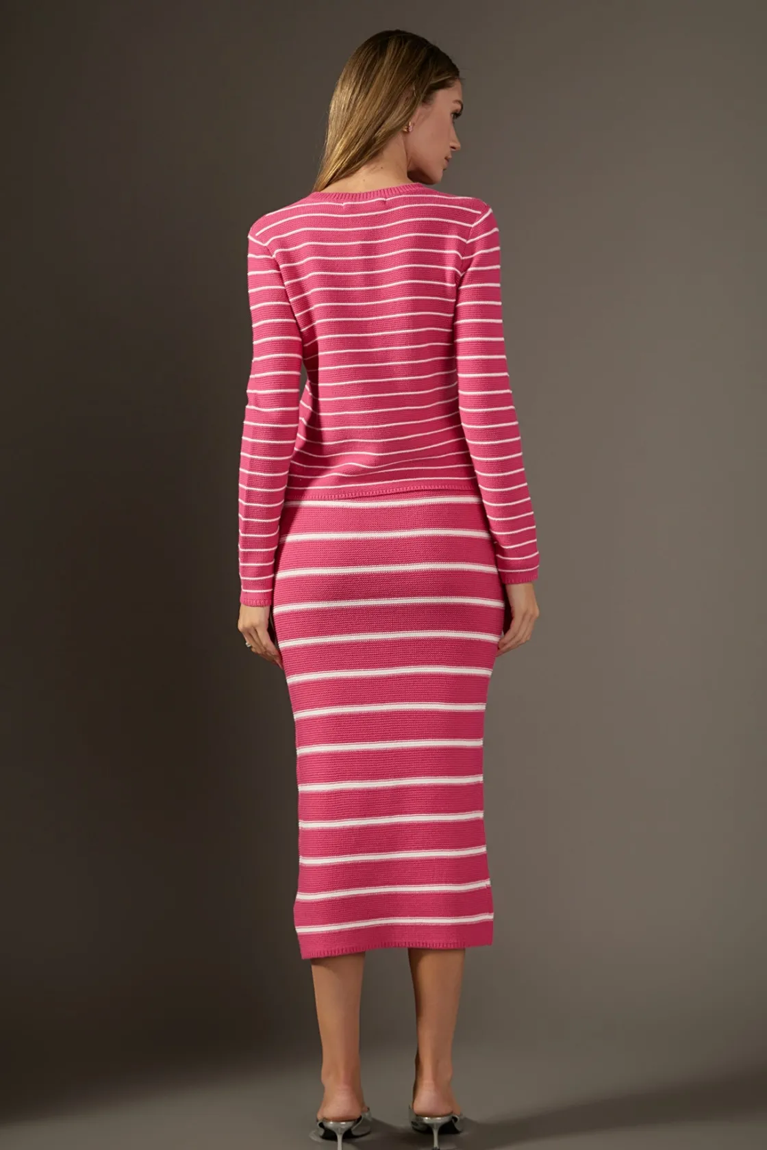 english_factory__roundnec_2-1.webp ENGLISH FACTORY Sweaters & Knits | Tops*- Round-neck Long Sleeve Striped Sweater PINK/WHITE
