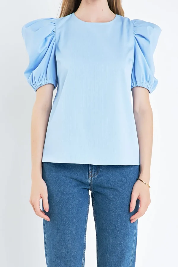 ENGLISH FACTORY Tops*- Ruched Puff Sleeve Top