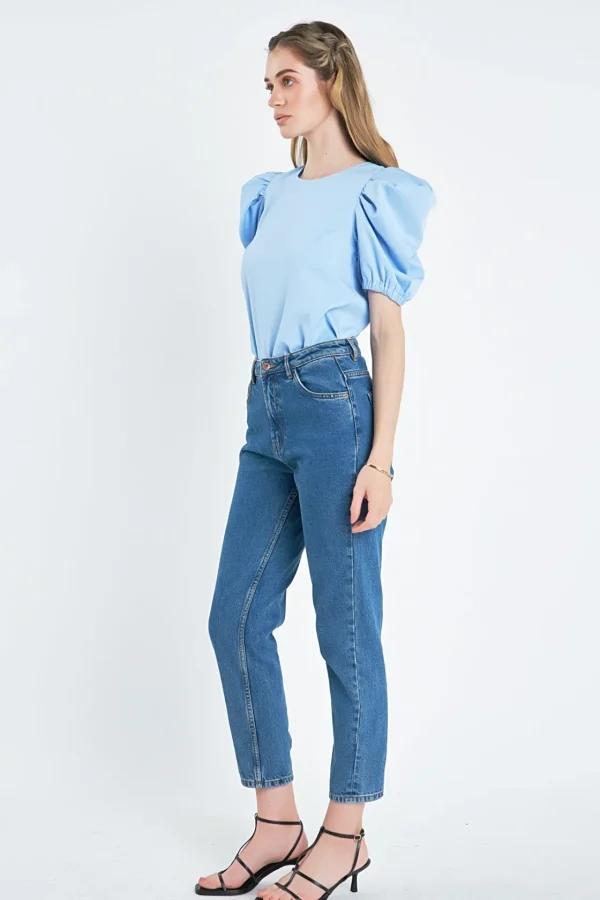 ENGLISH FACTORY Tops*- Ruched Puff Sleeve Top