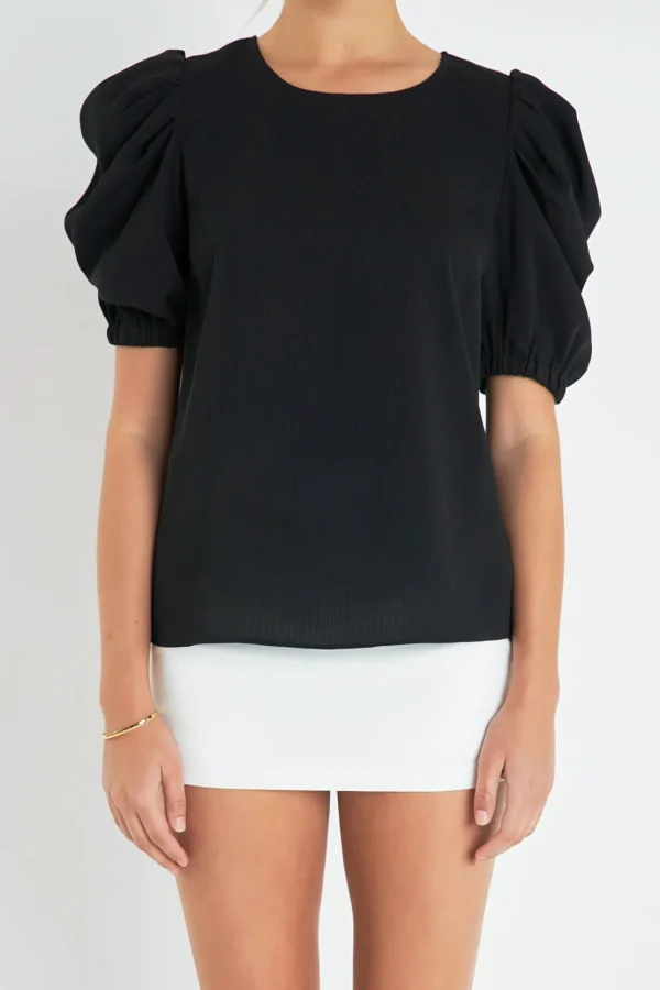 ENGLISH FACTORY Tops*- Ruched Puff Sleeve Top