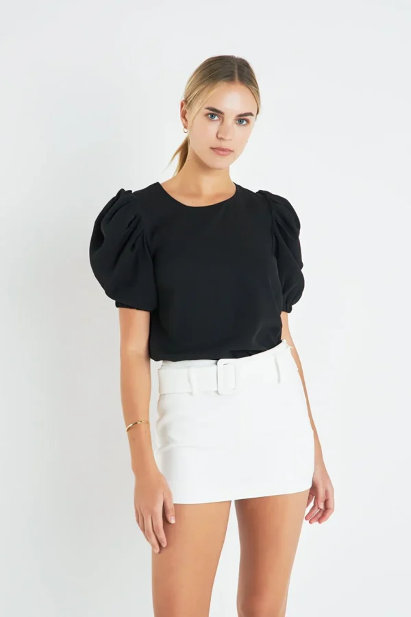 ENGLISH FACTORY Tops*- Ruched Puff Sleeve Top