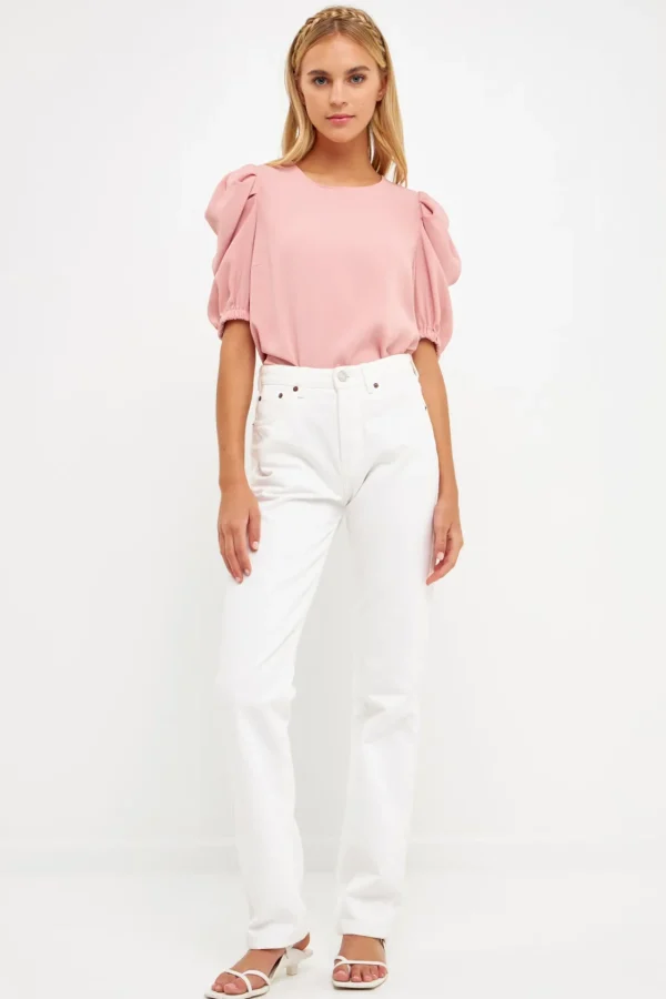 ENGLISH FACTORY Tops*- Ruched Puff Sleeve Top