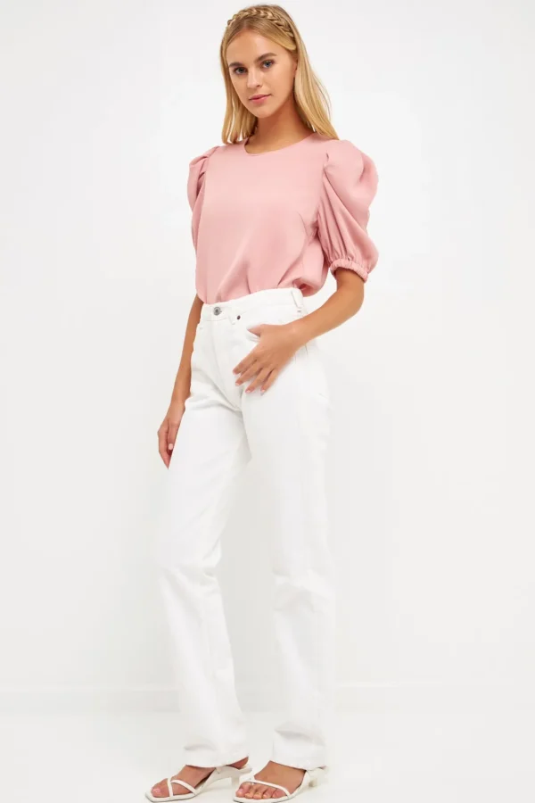 ENGLISH FACTORY Tops*- Ruched Puff Sleeve Top