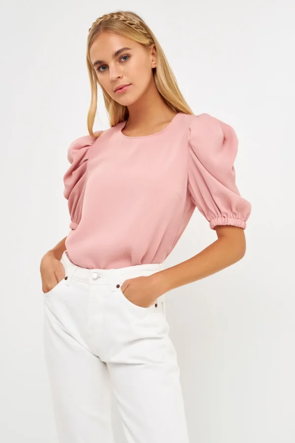 ENGLISH FACTORY Tops*- Ruched Puff Sleeve Top