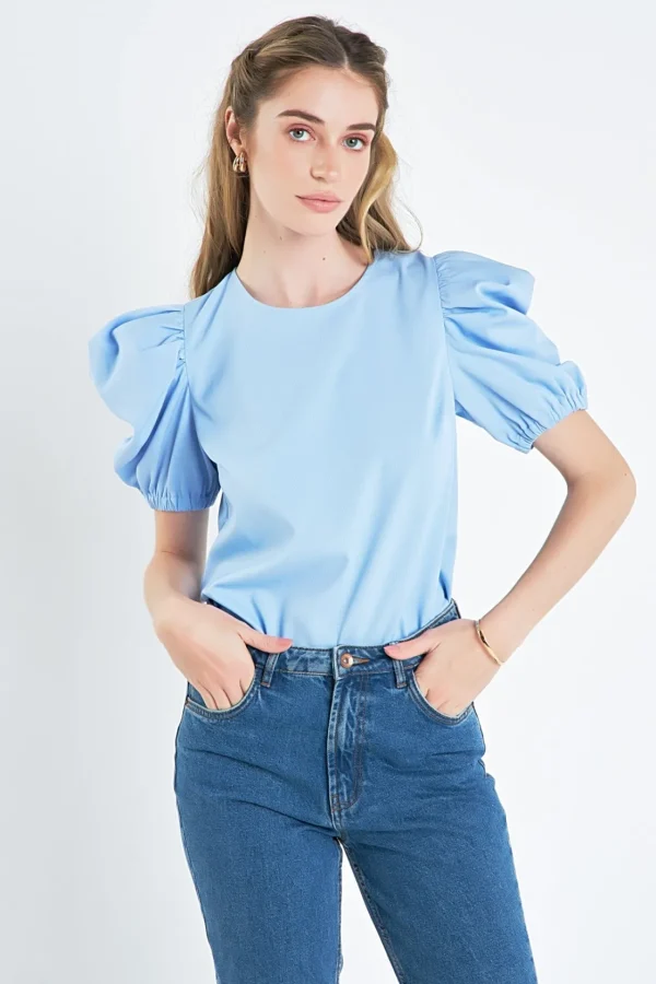 ENGLISH FACTORY Tops*- Ruched Puff Sleeve Top