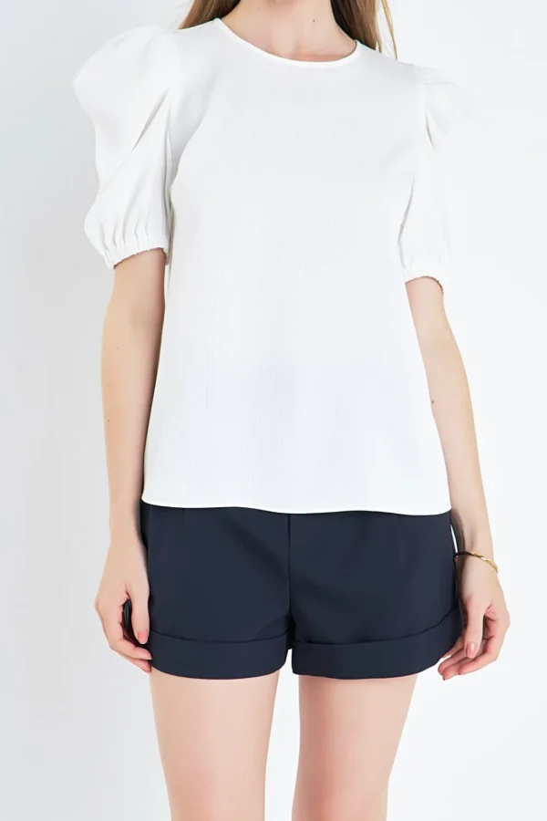 ENGLISH FACTORY Tops*- Ruched Puff Sleeve Top