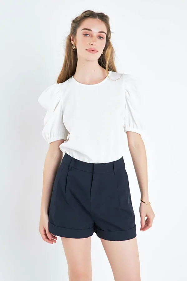 ENGLISH FACTORY Tops*- Ruched Puff Sleeve Top
