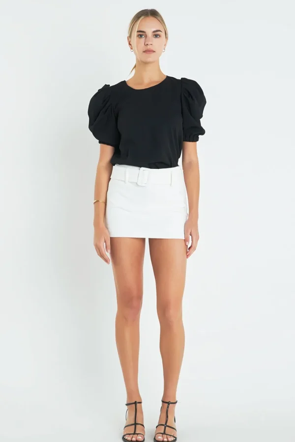 ENGLISH FACTORY Tops*- Ruched Puff Sleeve Top