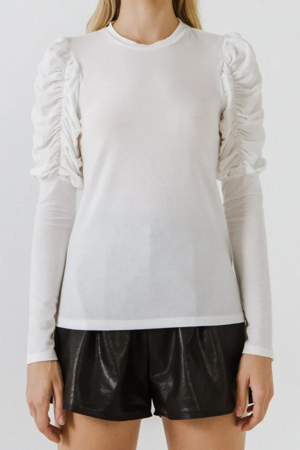 ENGLISH FACTORY Sweaters & Knits | Tops*- Ruched Sleeve Knit Top