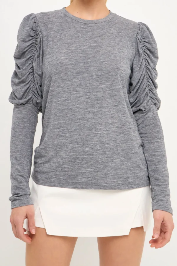 ENGLISH FACTORY Sweaters & Knits | Tops*- Ruched Sleeve Knit Top