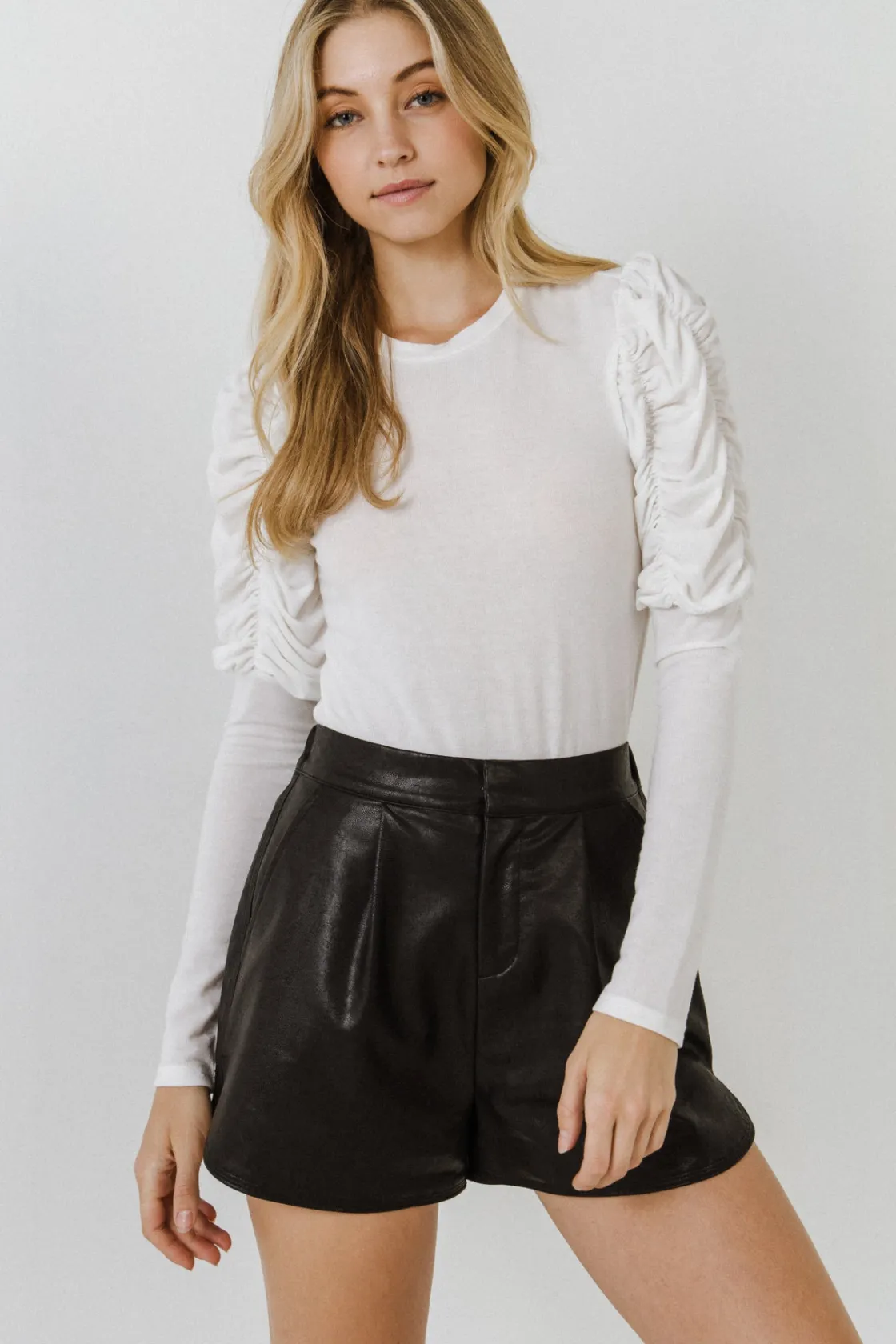 english_factory__ruched_s_3-1.webp ENGLISH FACTORY Sweaters & Knits | Tops*- Ruched Sleeve Knit Top